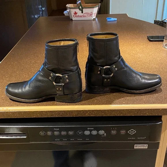 Frye Black Leather Ankle Boots - Picture 4 of 7